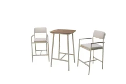 Mesa Alta con Taburetes de Aluminio y Cojines COPENHAGUE BAR Blanco