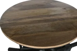 Mesa Alta Industrial de Hierro y Madera de Mango Moto Negro MB-211334