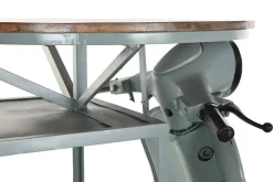 Mesa Alta Industrial de Hierro y Madera de Mango Moto Verde Menta MB-200498