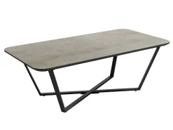 Mesa Auxiliar 120 cm Superficie Acabado Piedra de MDF con Patas de Metal Negro EGEO