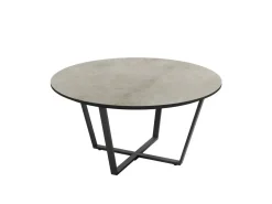 Mesa Auxiliar 80 cm Superficie Acabado Piedra de MDF con Patas de Metal Negro EGEO