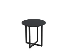 Mesa Auxiliar 40 cm Superficie Acabado Piedra de MDF con Patas de Metal Negro EGEO