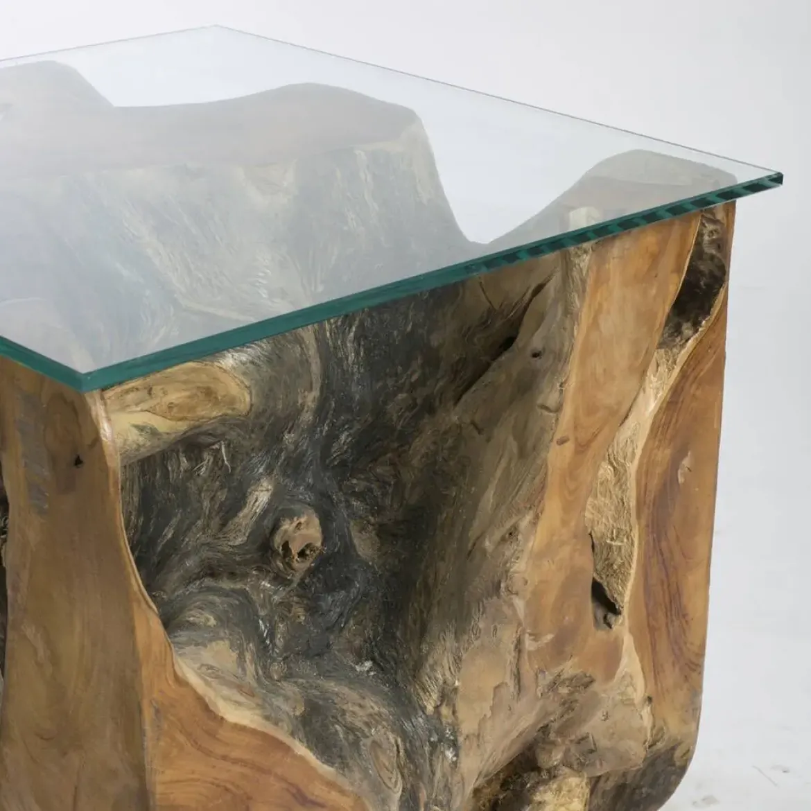 Mesa Auxiliar con Forma de Raíz de Árbol y Superficie de Vidrio 32-124