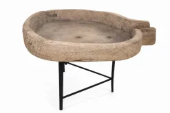 Mesa Auxiliar de Madera de Abeto con Patas de Metal MB-228366
