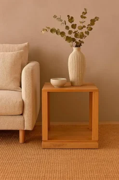 Mesa Auxiliar de Madera de Mango 45x45 cm CHORRO DE ARENA MB-221966