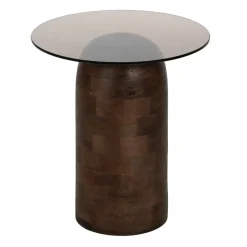 Mesa Auxiliar de Madera de Mango y Cristal 50 cm 612839
