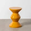 Mesa Auxiliar de Metal Color Mostaza Diseño Geométrico 615663