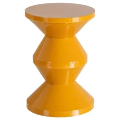 Mesa Auxiliar de Metal Color Mostaza Diseño Geométrico 615663