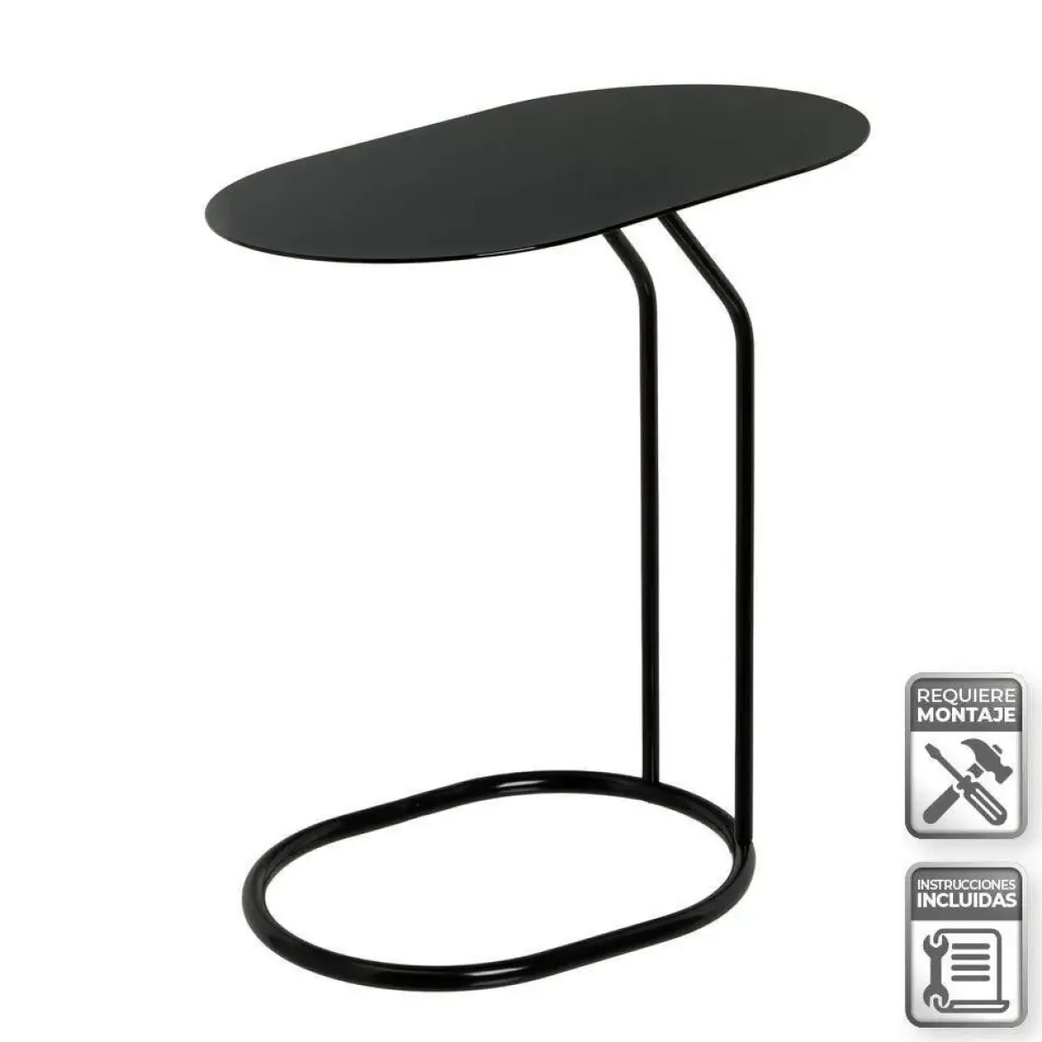 Mesa Auxiliar de Metal en Color Negro 45 cm 807378