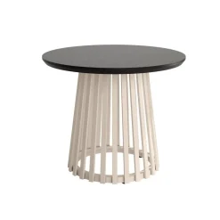 Mesa Auxiliar de Metal Marfil y Sobre Biselado de 25 mm 60 cm SAHARA