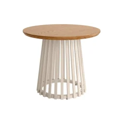 Mesa Auxiliar de Metal Marfil y Sobre Biselado de 25 mm 60 cm SAHARA