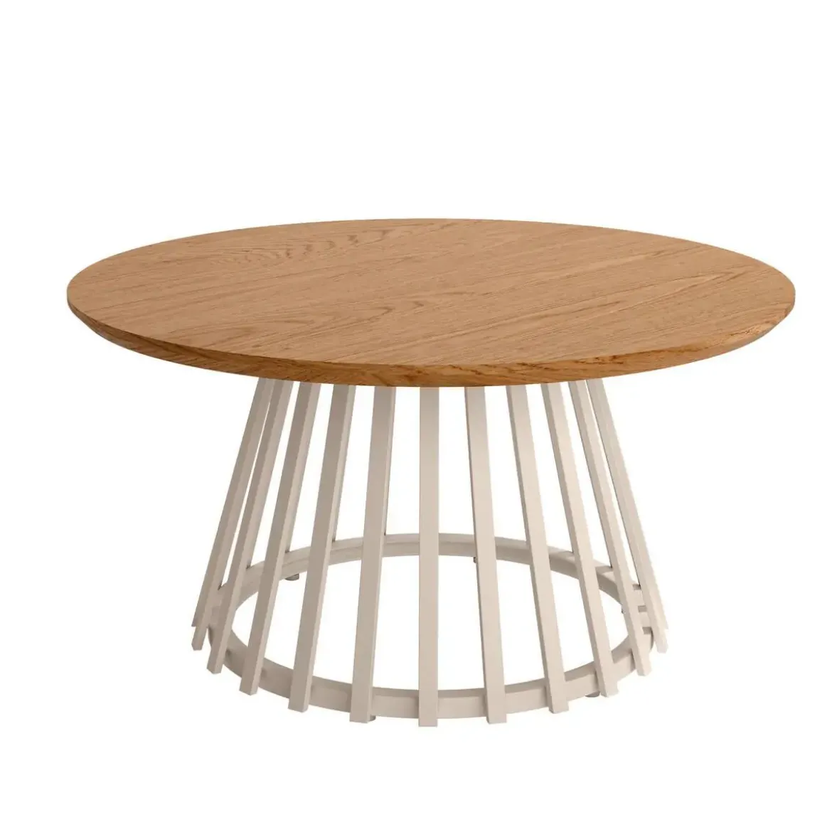 Mesa Auxiliar de Metal Marfil y Sobre Biselado de 25 mm 80 cm SAHARA