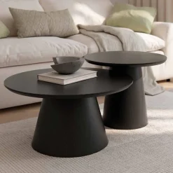 Mesa auxiliar fija redonda roble biselado 80 cm NAMIB