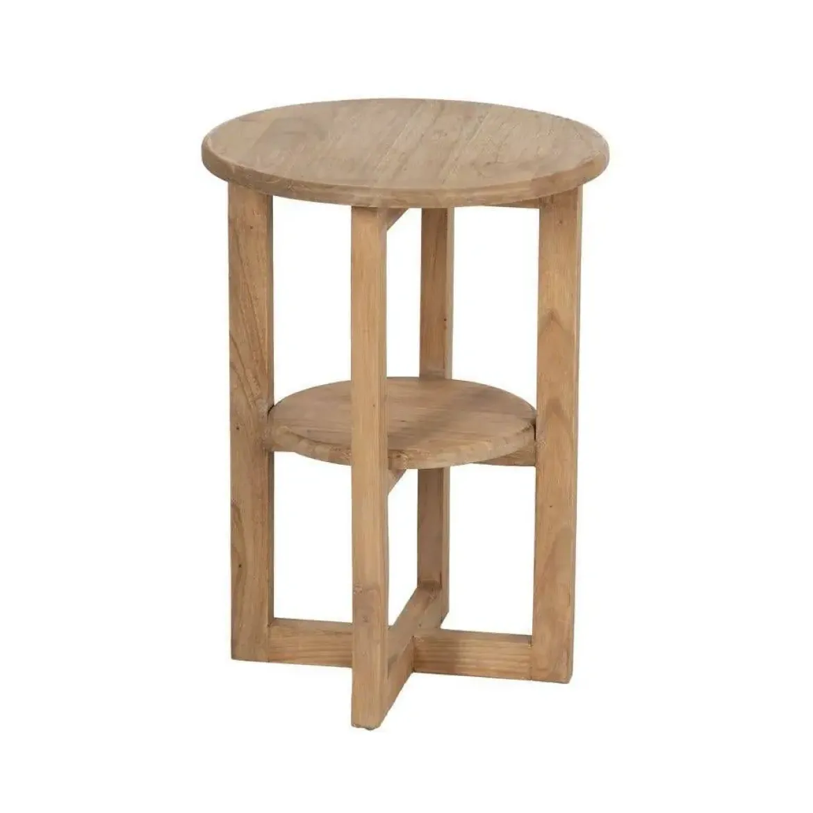 Mesa Auxiliar Natural de Madera de Mindi 40x40x55 cm 613024