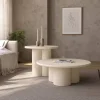 Mesa Auxiliar Redonda Acabado Microcemento Beige GAIA 80 cm CNG118BE