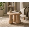 Mesa Auxiliar Redonda de Madera Mindi Acabado Natural MB-221796