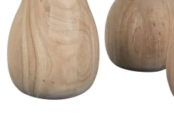 Mesa Auxiliar Redonda de Madera Mindi Acabado Natural MB-221796