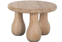 Mesa Auxiliar Redonda de Madera Mindi Acabado Natural MB-221796