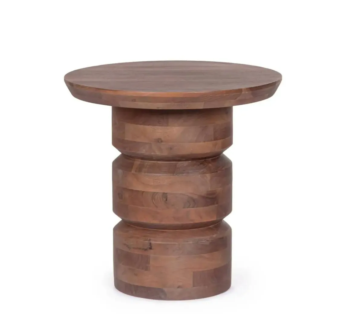 Mesa Auxiliar Redonda de Madera de Mango CORTEZ 0747461