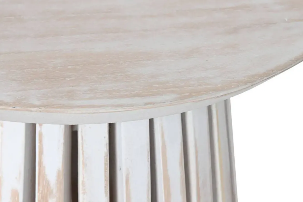 Mesa Auxiliar Redonda en Madera Mindi Decapé Blanco MB-212025