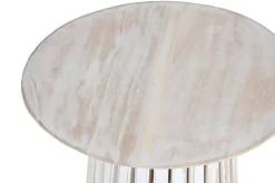 Mesa Auxiliar Redonda en Madera Mindi Decapé Blanco MB-212025