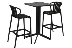 Mesa Bar Set con 2 Taburetes en Negro Estructura Metal MB-218235