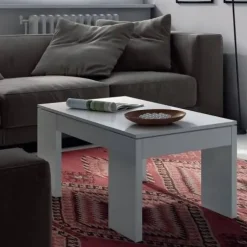 Mesa blanca de melamina con tapa elevable y almacenamiento 001637BO
