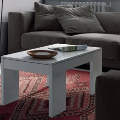 Mesa blanca de melamina con tapa elevable y almacenamiento 001637BO