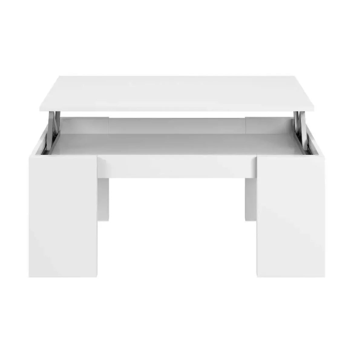 Mesa blanca de melamina con tapa elevable y almacenamiento 001637BO