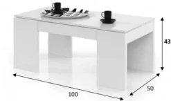 Mesa blanca de melamina con tapa elevable y almacenamiento 001637BO