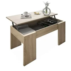 Mesa centro color roble canadian con tablero de melamina con tapa elevable 001637F