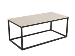 Mesa centro con estructura metálica negra y sobre porcelánico acabado piedra BALEAR