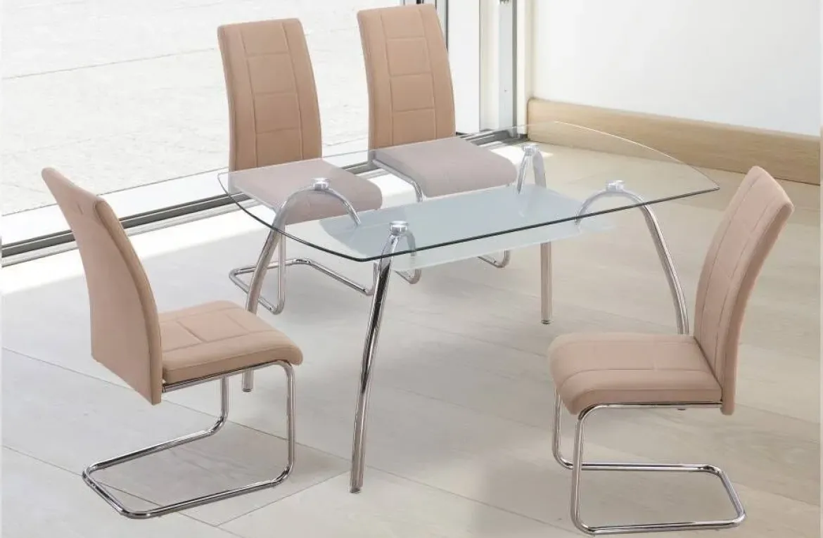 Mesa Comedor con Tapa de Cristal Fija Modelo San
