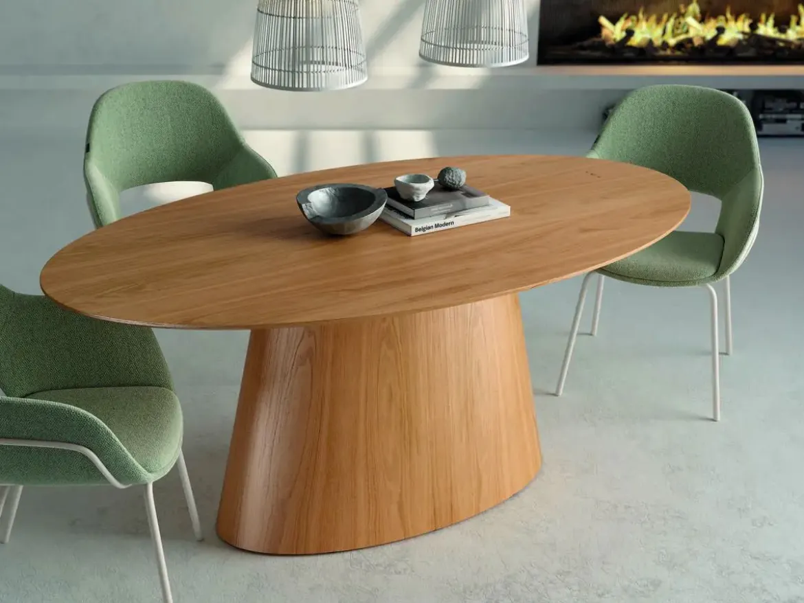 Mesa comedor fija ovalada roble biselado 180 cm NAMIB