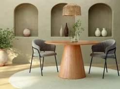 Mesa comedor fija redonda roble biselado 120 cm NAMIB