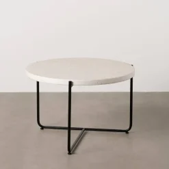 Mesa de Centro Beige y Negra en Magnesio con Patas de Hierro 68 cm 613558