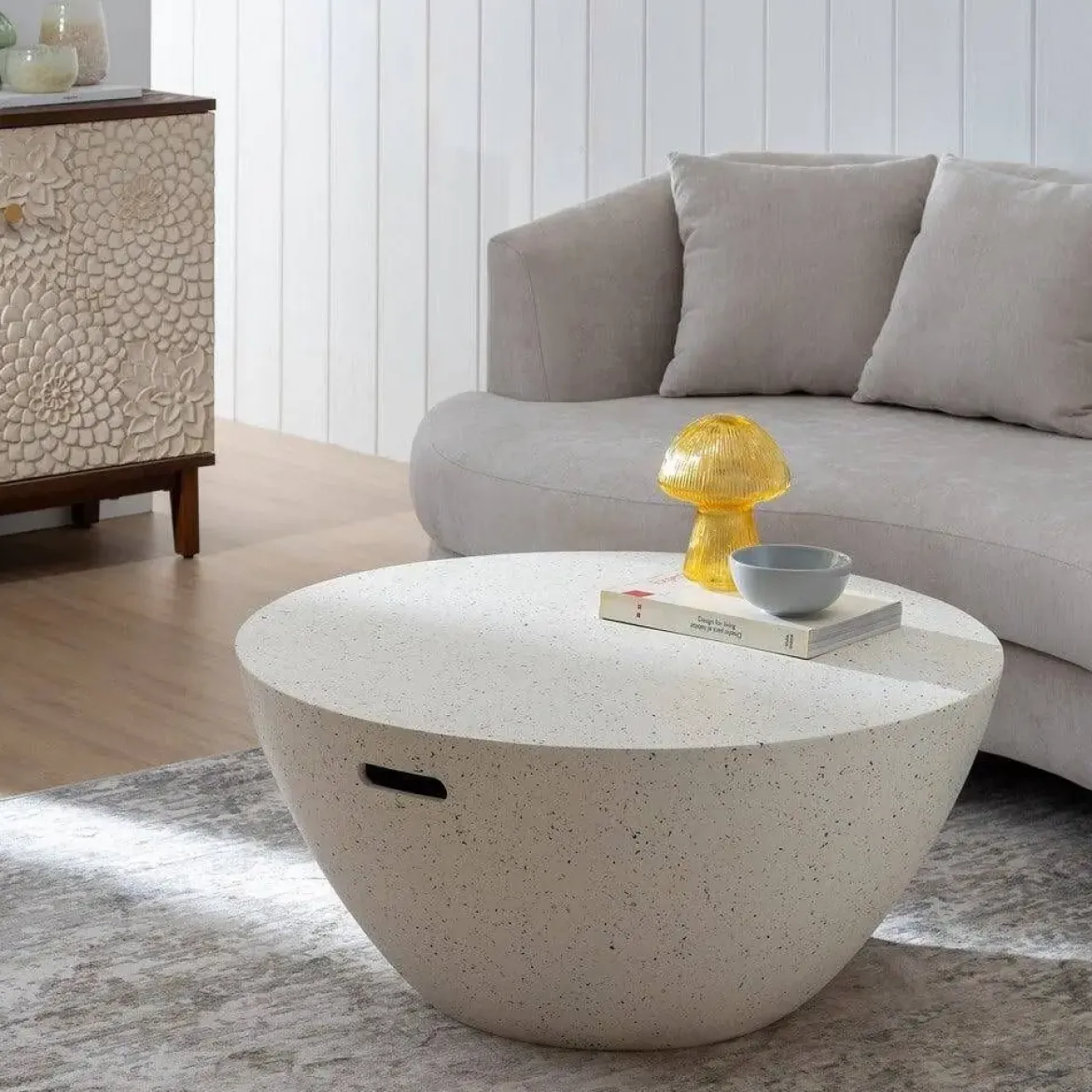 Mesa de Centro Blanca de Fibra de Magnesio 90 cm 613543