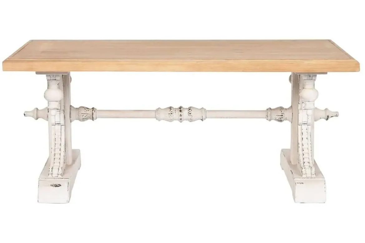 Mesa de Centro Clásica Decapé Blanco con Tapa de Abeto MB-212186