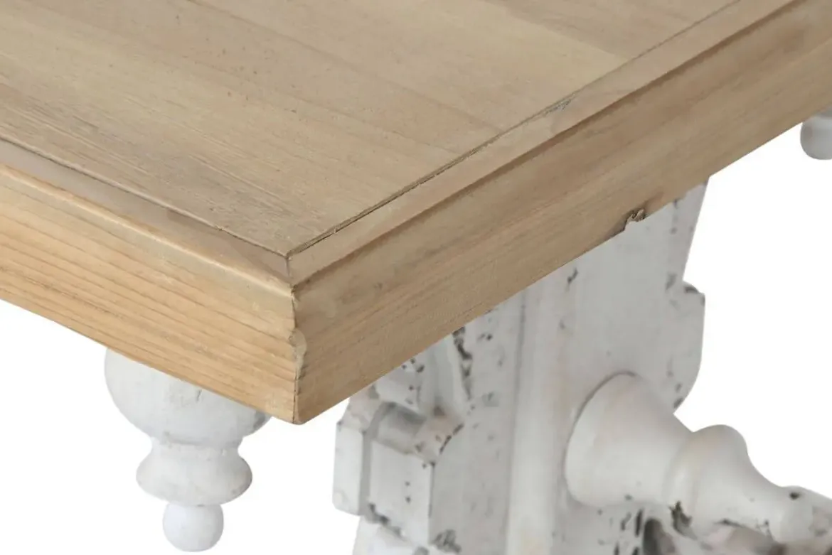 Mesa de Centro Clásica Decapé Blanco con Tapa de Abeto MB-212186
