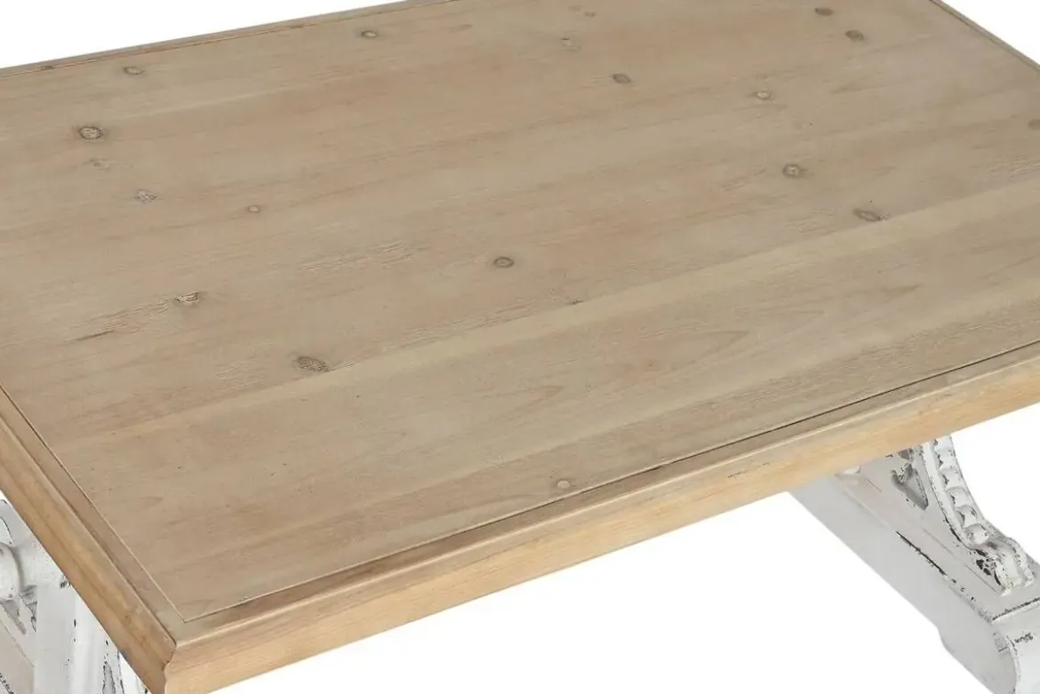 Mesa de Centro Clásica Decapé Blanco con Tapa de Abeto MB-212186