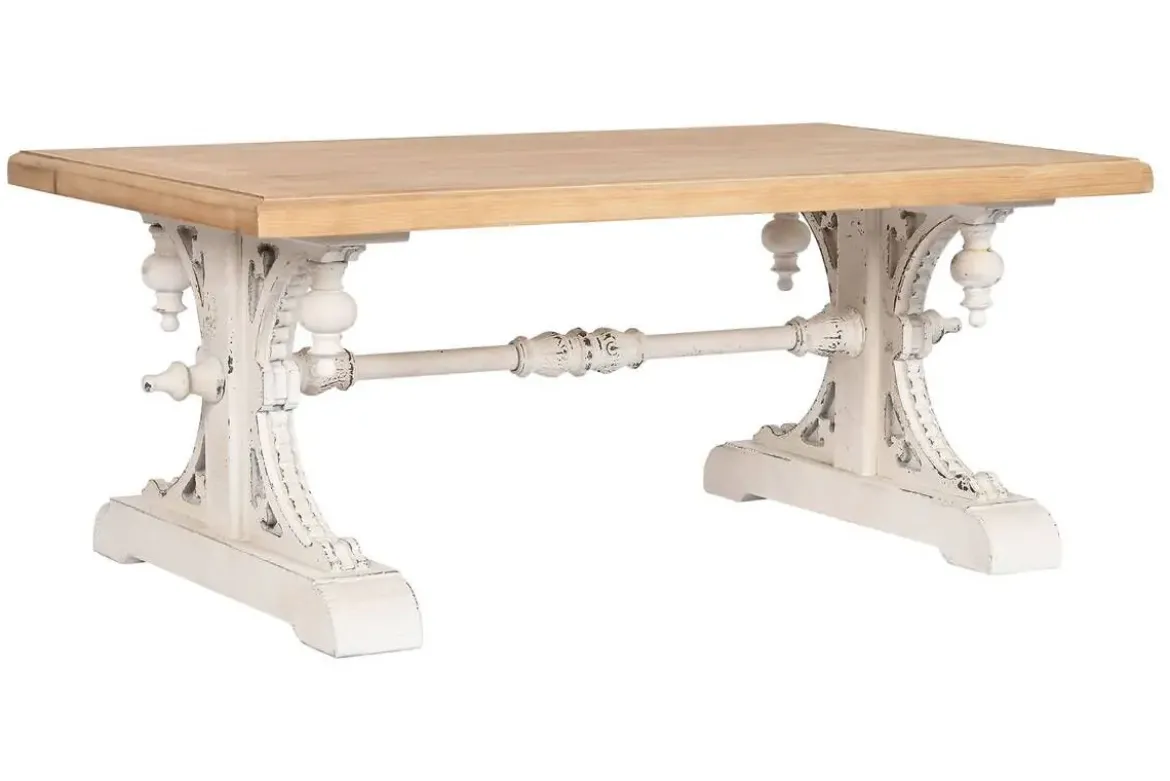 Mesa de Centro Clásica Decapé Blanco con Tapa de Abeto MB-212186
