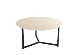 Mesa de centro 80 cm con estructura metálica negra y sobre porcelánico acabado piedra BALEAR