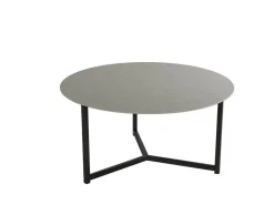 Mesa de centro 80 cm con estructura metálica negra y sobre porcelánico acabado piedra BALEAR