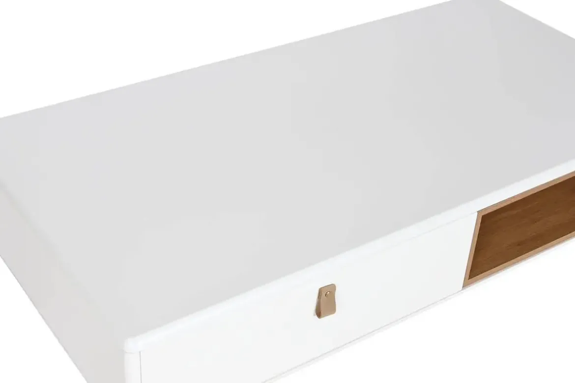 Mesa de Centro con Cajones y Huecos en MDF Blanco MB-211740