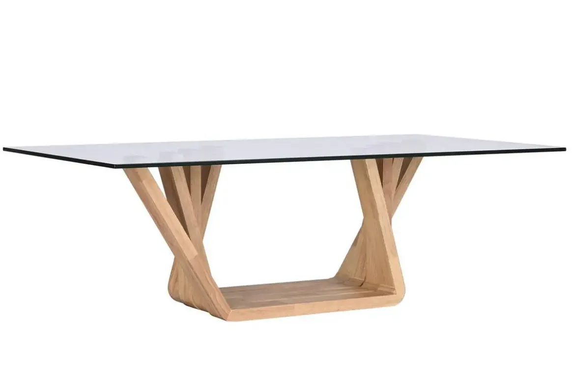 Mesa de Centro Cristal y Madera Nogal 130x70 MB-200105