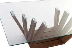 Mesa de Centro Cristal y Madera Nogal 130 cm MB-204498