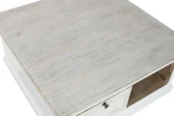 Mesa de Centro Cuadrada en Madera de Mango Blanco MB-219425