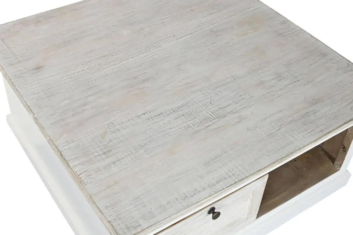 Mesa de Centro Cuadrada en Madera de Mango Blanco MB-219425