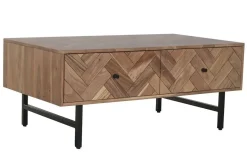 Mesa de Centro de Acacia con Cajones y Patas de Metal MB-222422