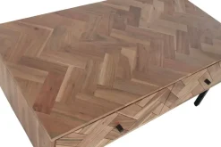 Mesa de Centro de Acacia con Cajones y Patas de Metal MB-222422